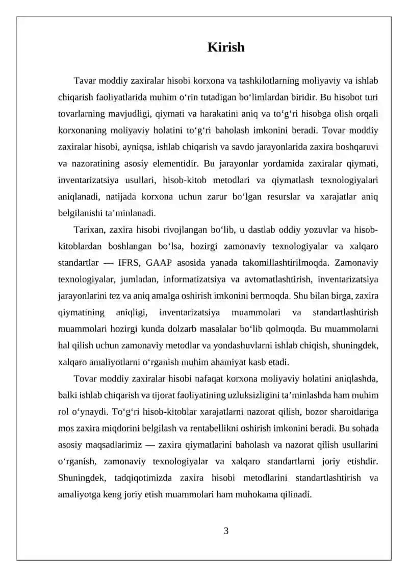 Tavar Moddiy Zaxiralar Hisobi 3