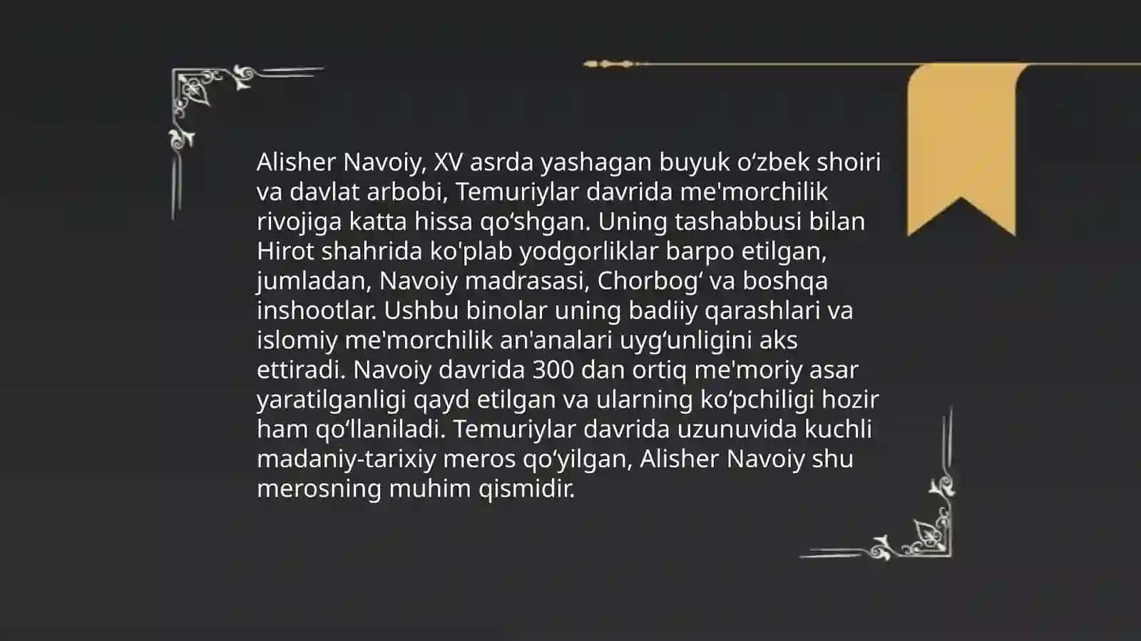 Alisher Navoiyning bunyodkorlik ishlari 3