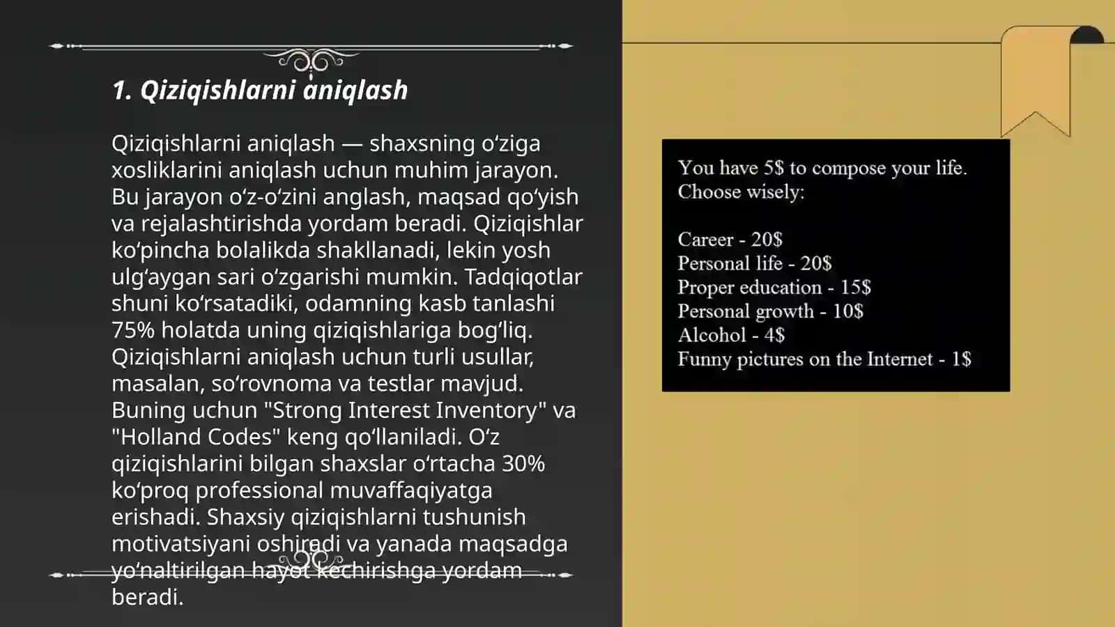Qiziqishlarni aniqlash 3