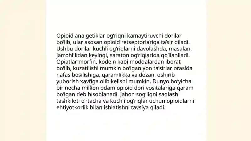 analgeziya qiladigon vositalar 3