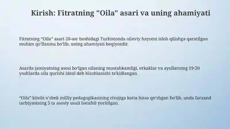 Fitratning "Oila asari"dagi oila qurish tartiblari va farzand tarbiyasiga oid g’oyalar 3