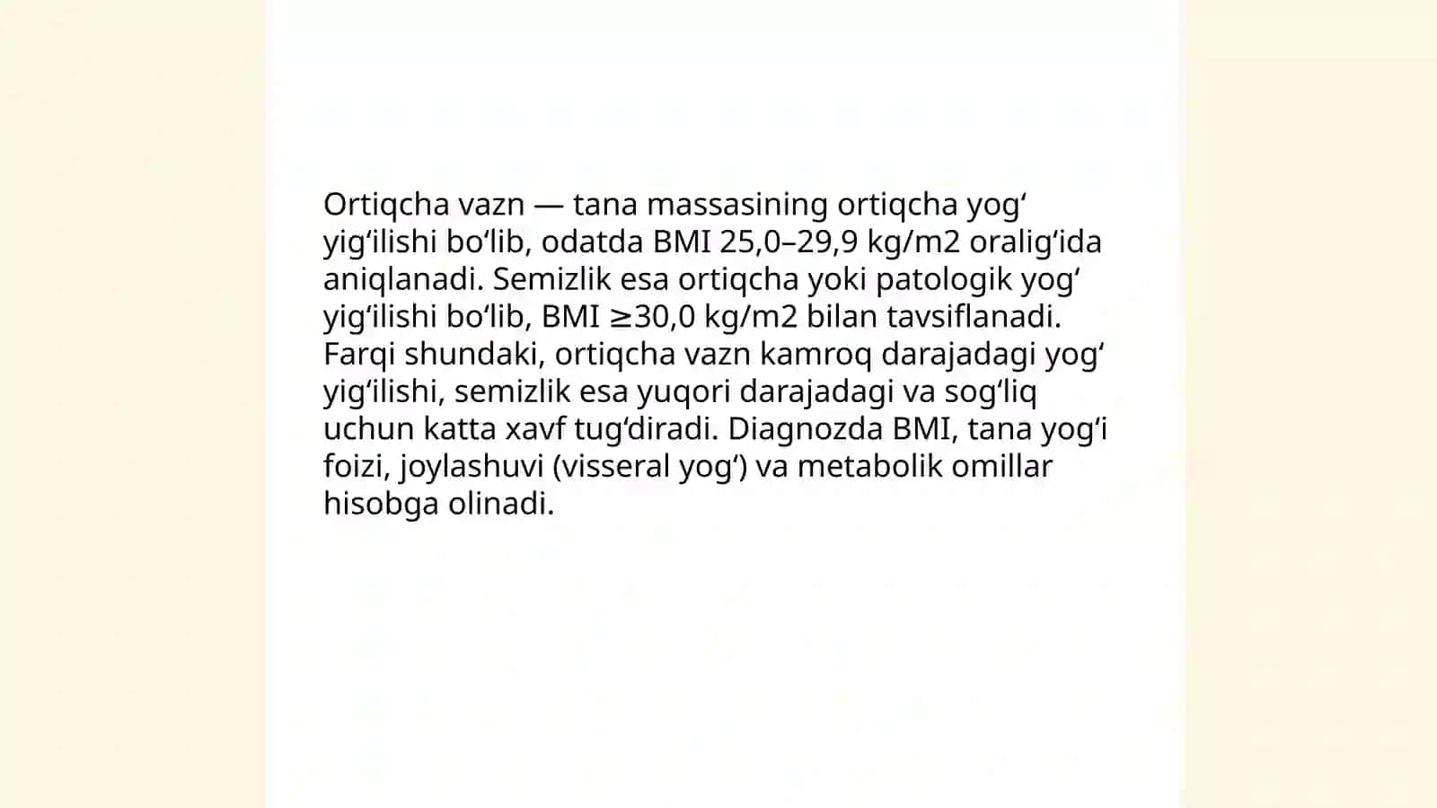 Ortiqcha vazn va semizlik: taʼrif va farqi 3