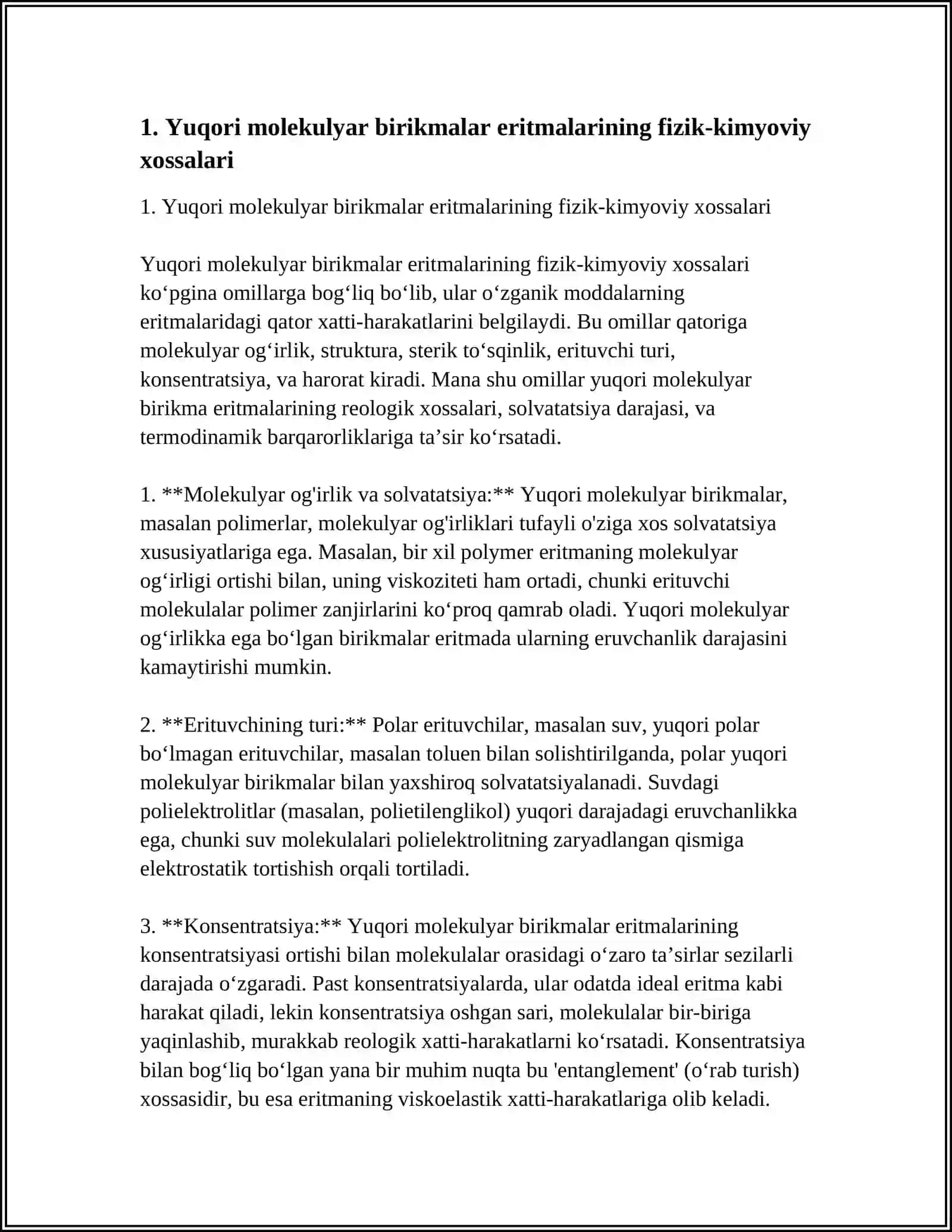YUQORI MOLEKULYAR BIRIKMALAR ERITMALARNING XOSSALARI.QONNING REOLOGIK XOSSALARI 3