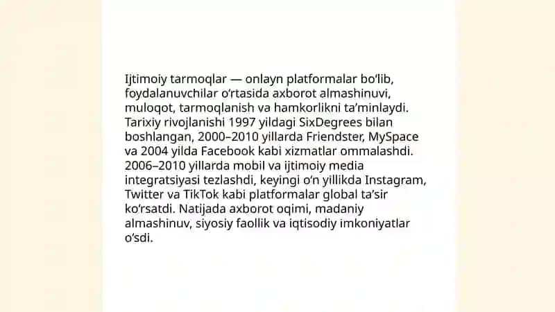 Ijtimoiy tarmoqlarning jamiyatga funksional bog'liqligi mavzusida pptx 3