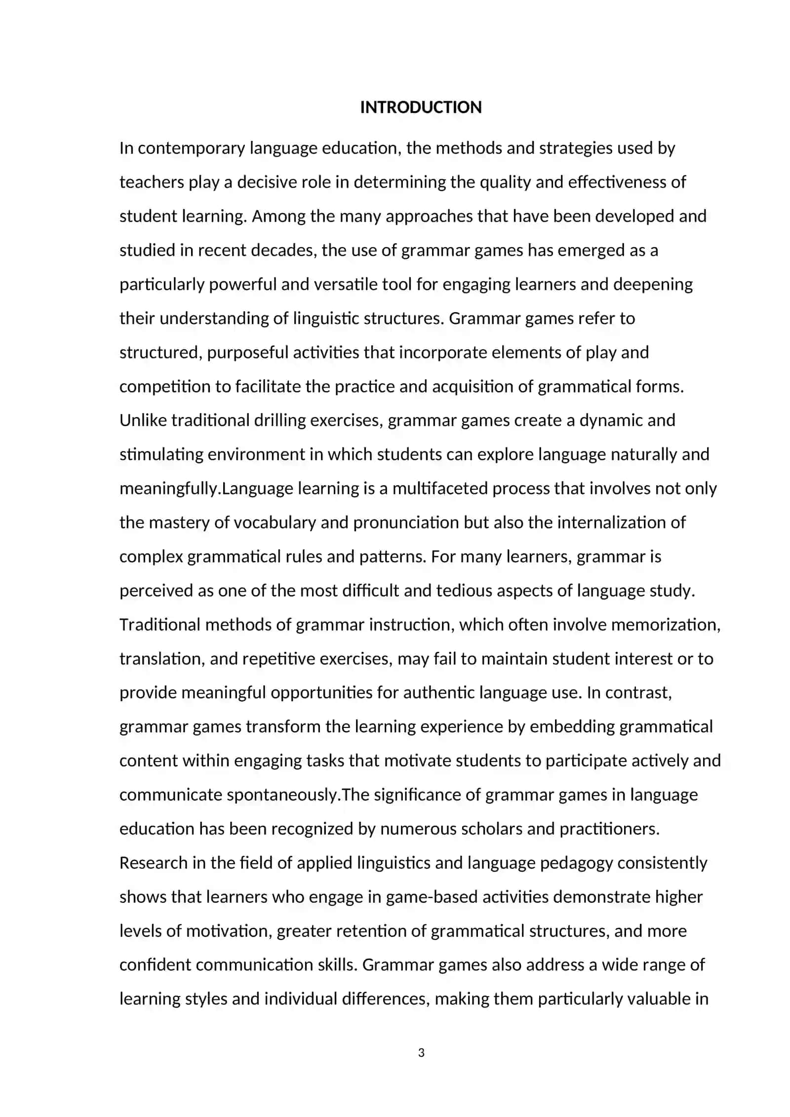 Course Paper on "The role of grammar games in language learning" 3