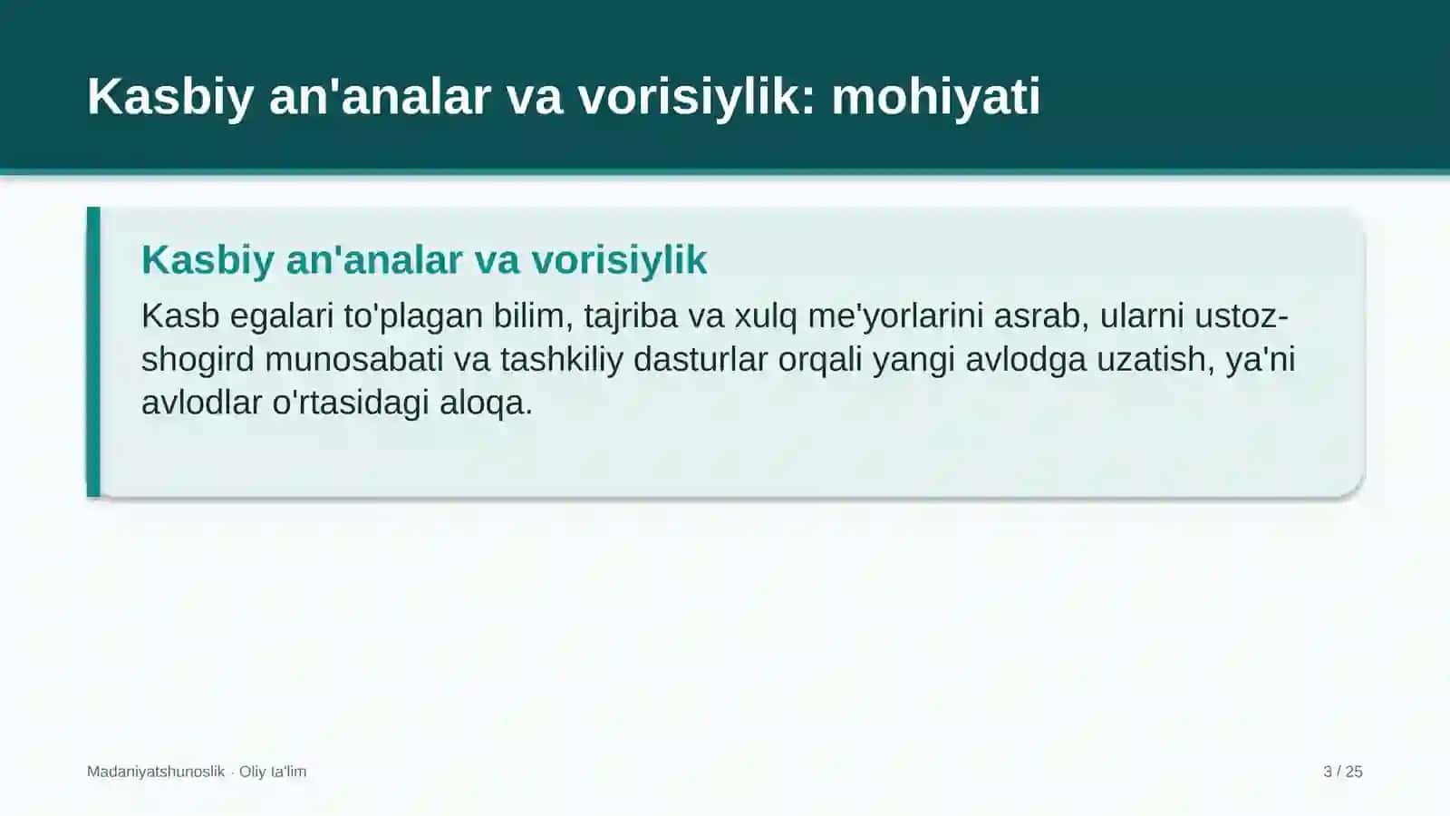 Ekskursiya byurolarida kasbiy an'analar va vorisiylik 3