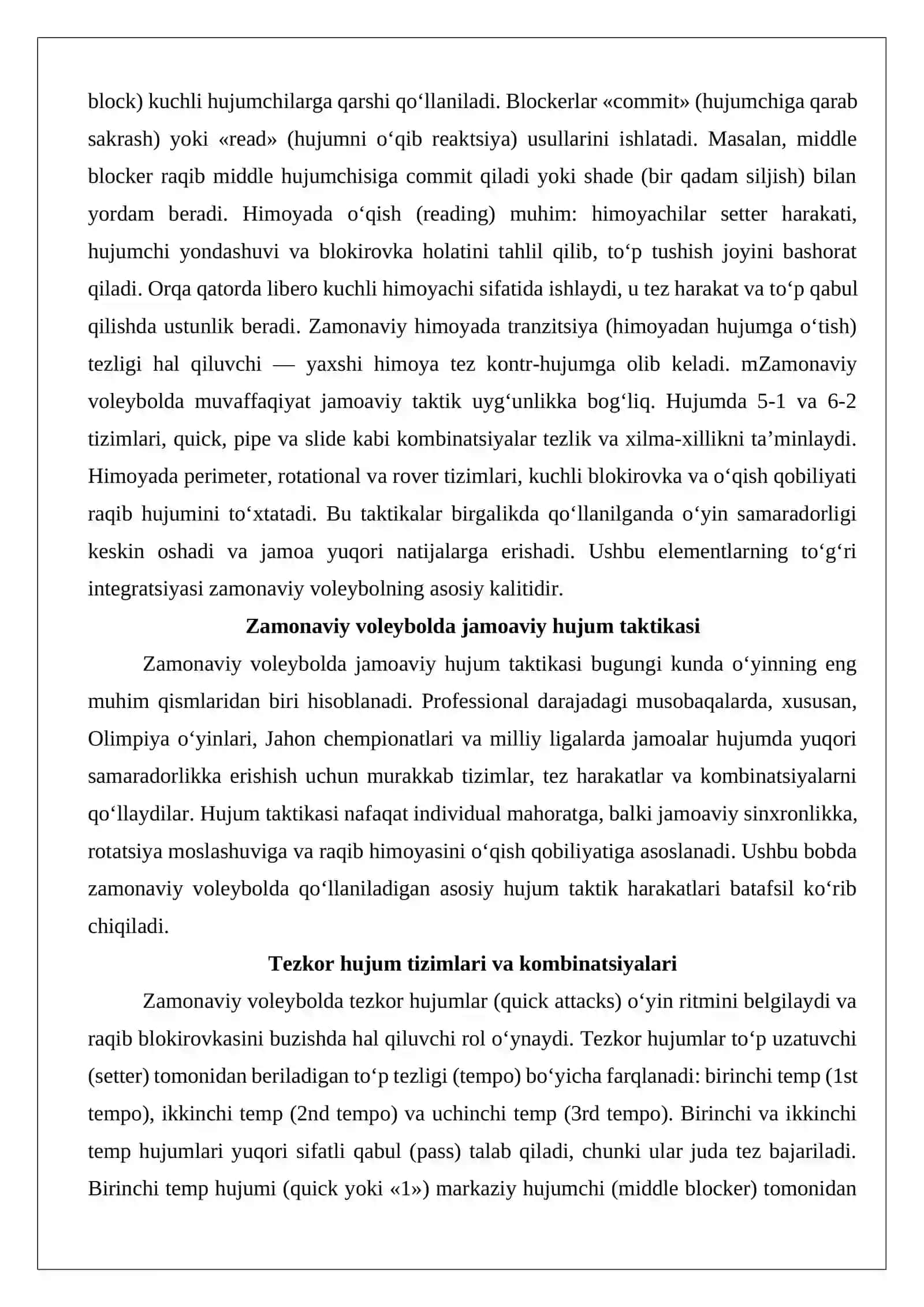 Zamonaviy voleybolda jamoa taktik harakatlar 3