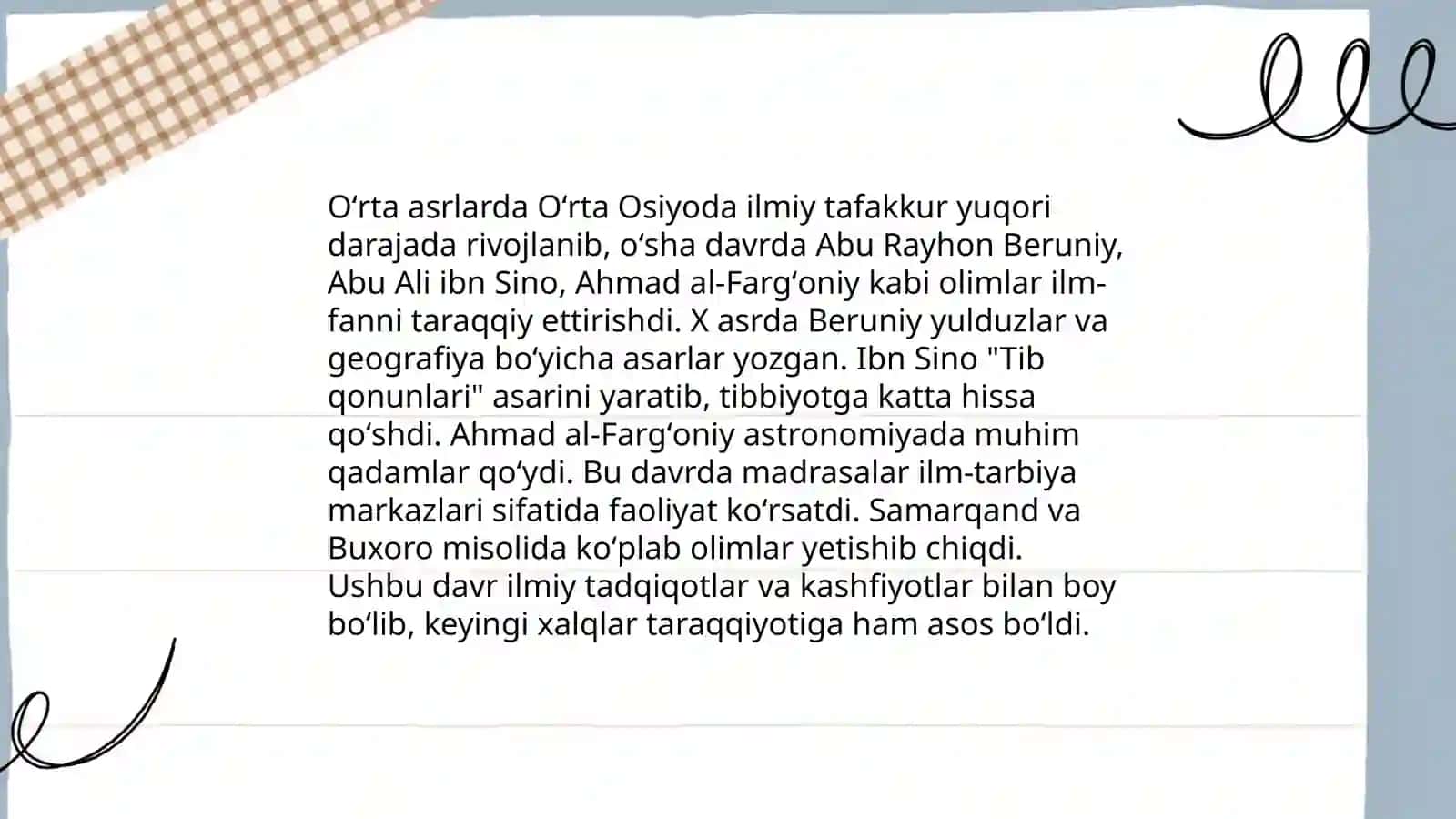 Oʻrta asrlarda Oʻrta Osiyodagi tabiat haqidagi tushunchalarning rivojlanishi 3