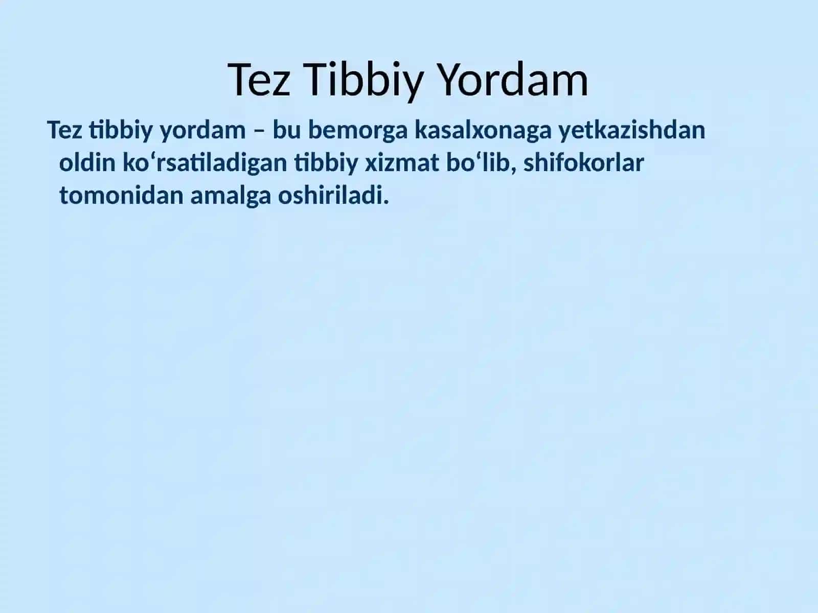 Tez Tibbiy Yordam va Shoshilinch Yordam 3