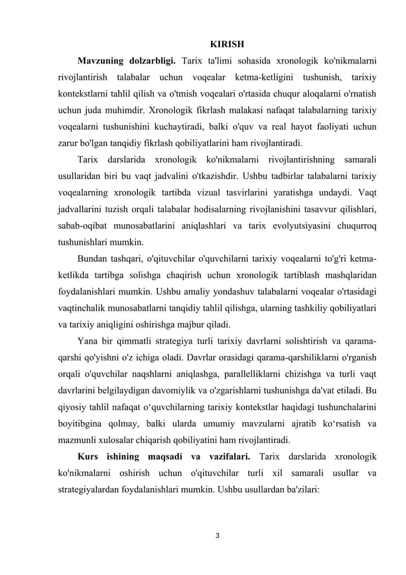 Tarix darslarida xronologik ko'nikmalarni shakllantirish usullari 3