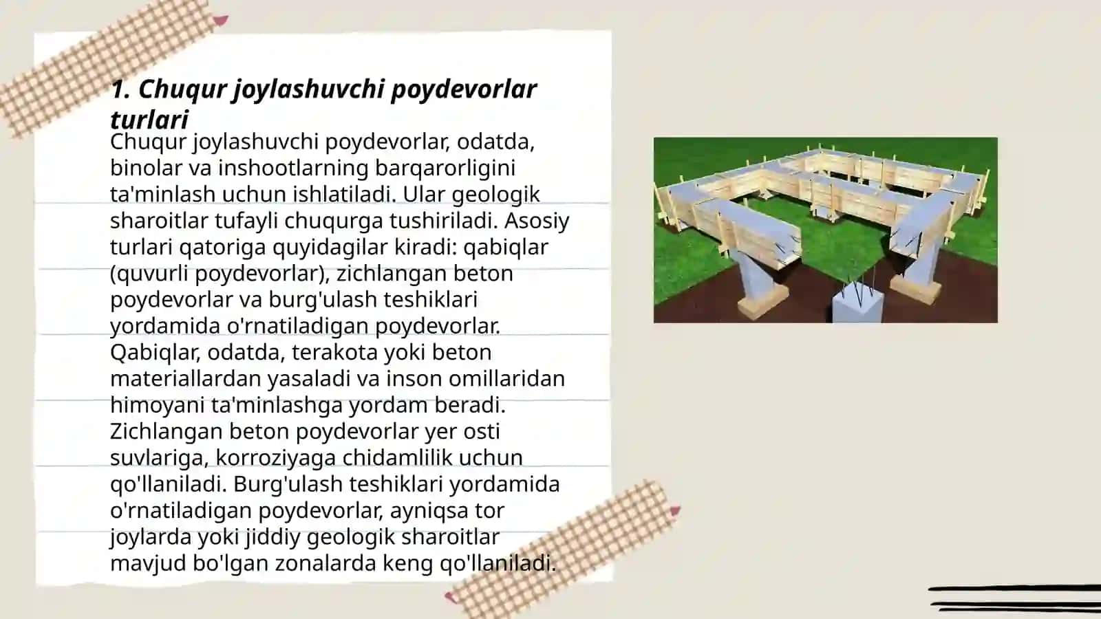 Poydevorlar va ularni qoʻllash sharoitlari 3