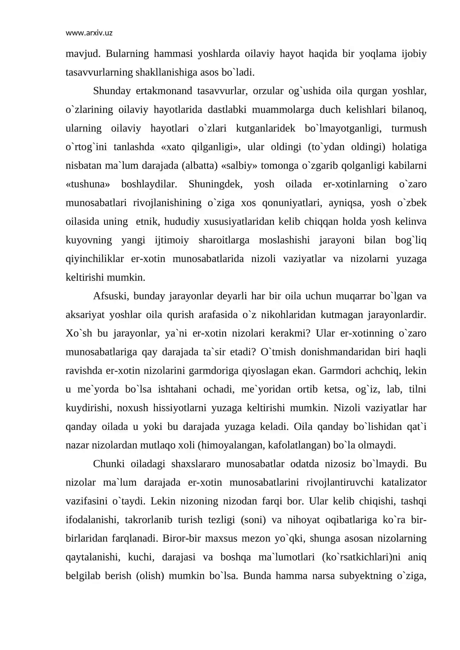 Er-xotin o`rtasidagi nizolar 3