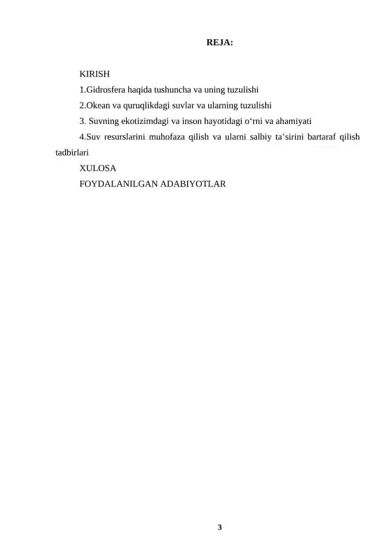 GIDROSFERA VA UNI MUHOFAZA QILISH 3