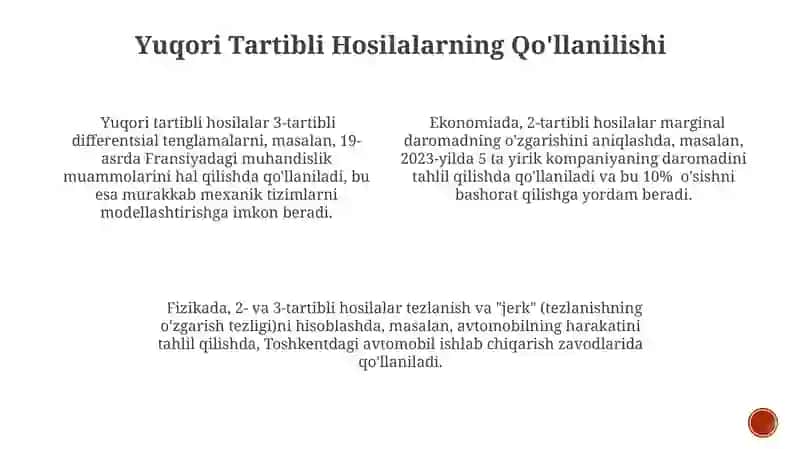 Yuqori Tartibli Hosilalar 3