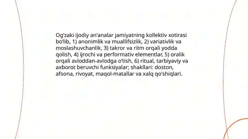 Ogʻzaki ijodiy anʼanalar 3
