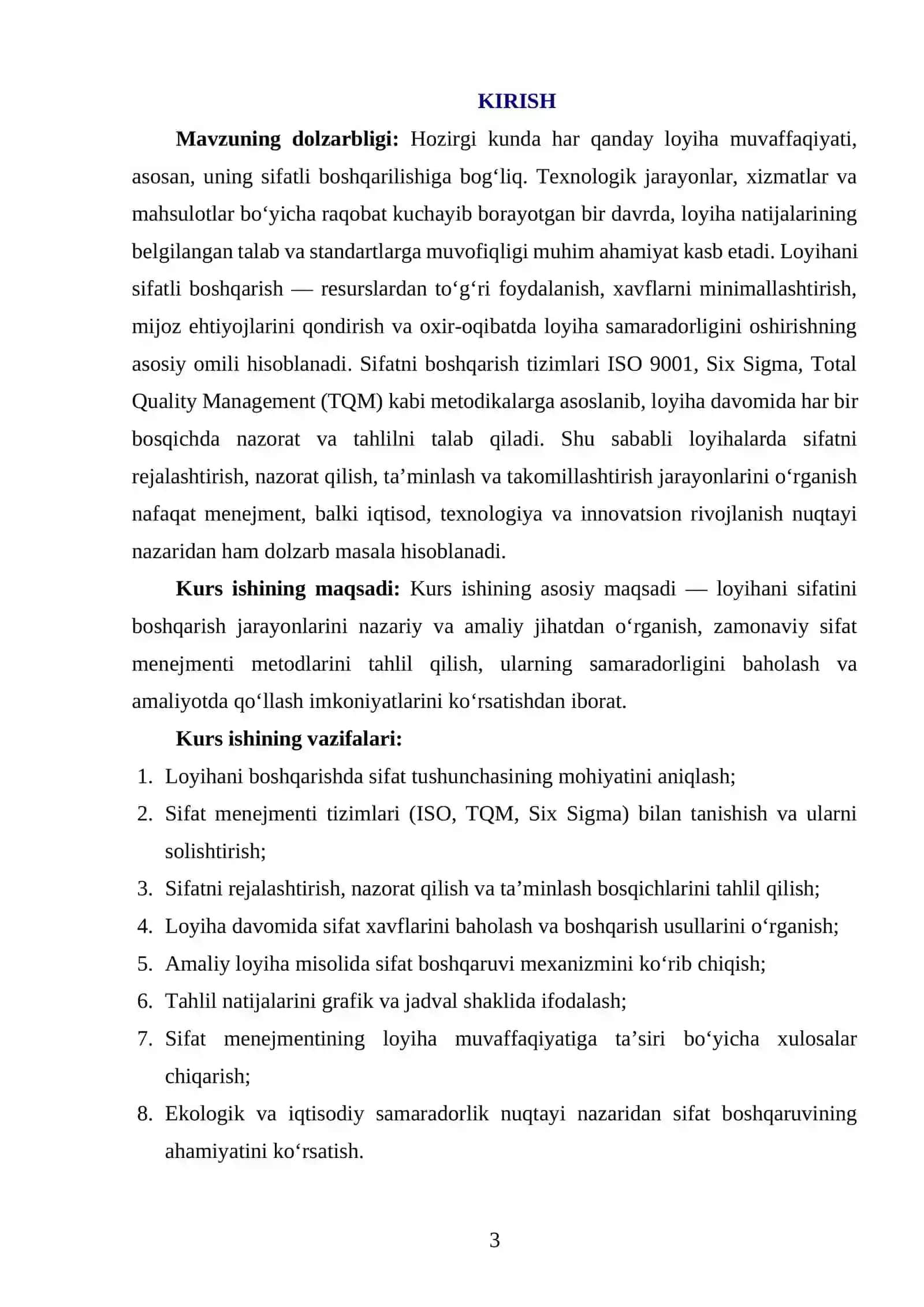 LOYIHANI SIFATINI BOSHQARISHNI TAHLIL QILISH 3