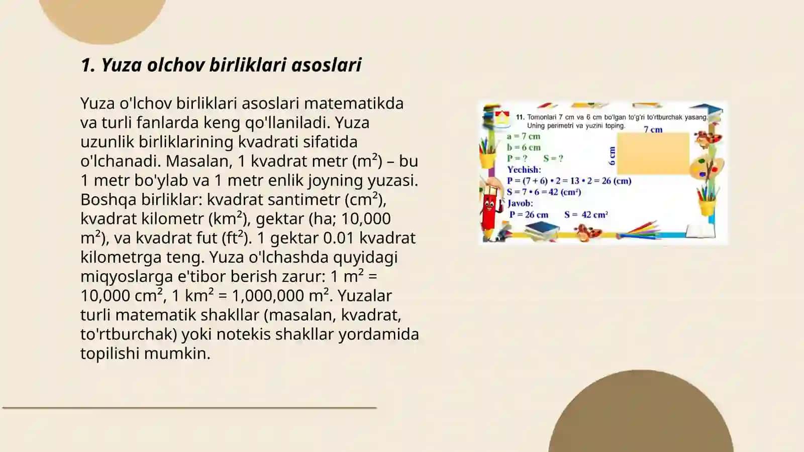Yuza olchov birliklari asoslari 3