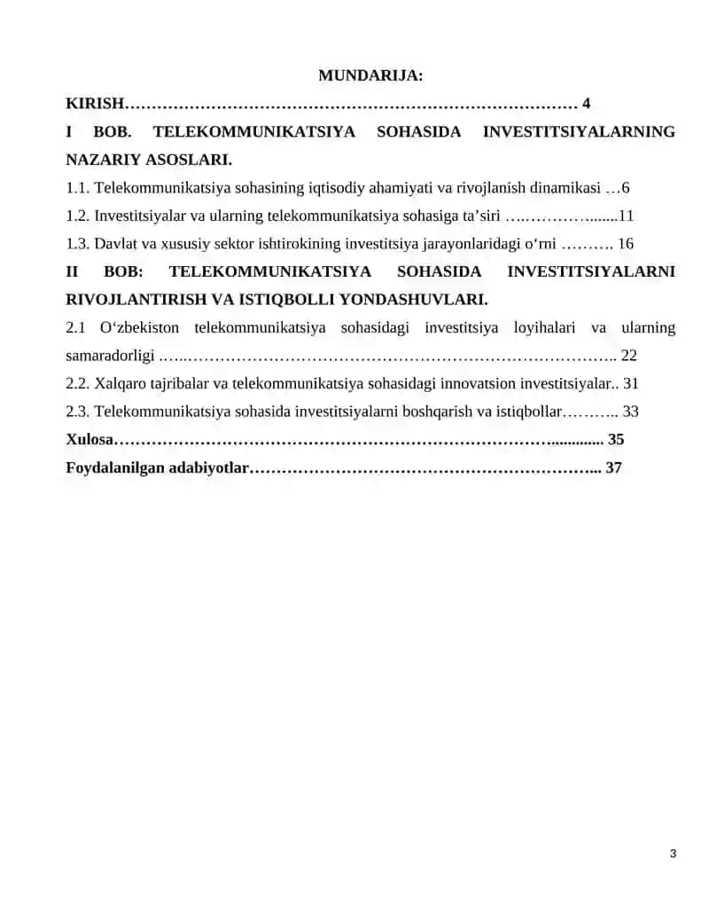 Tarmoqlar iqtisodiyoti kurs ishi 3
