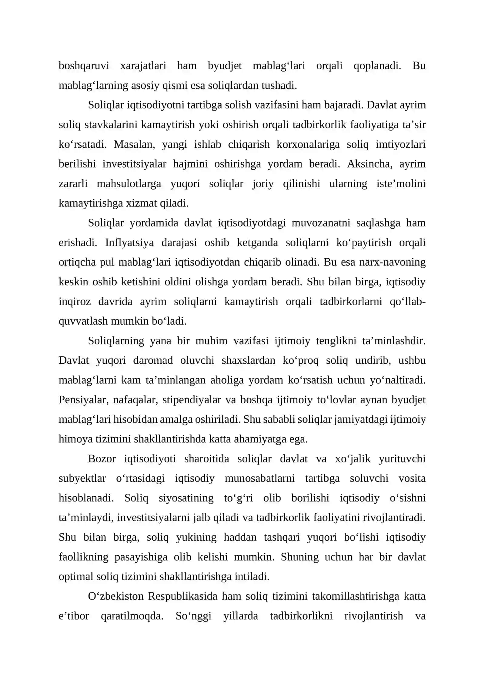 Soliqlarning ahamiyati va xususiyatlari 3