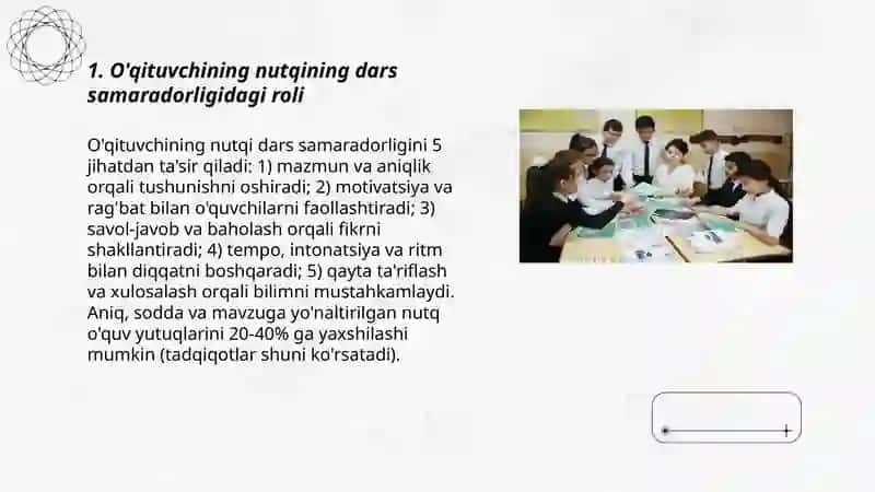 O'qituvchining nutqi faoliyatidagi o'rni 3