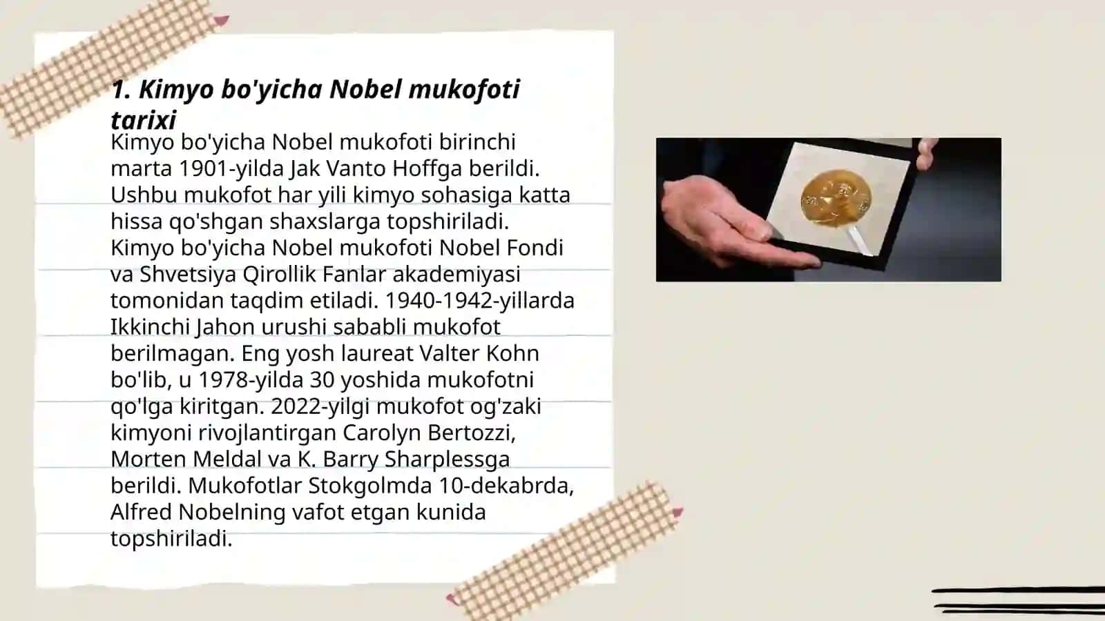 Kimyodan Nobel mukofoti sovrindorlari 3