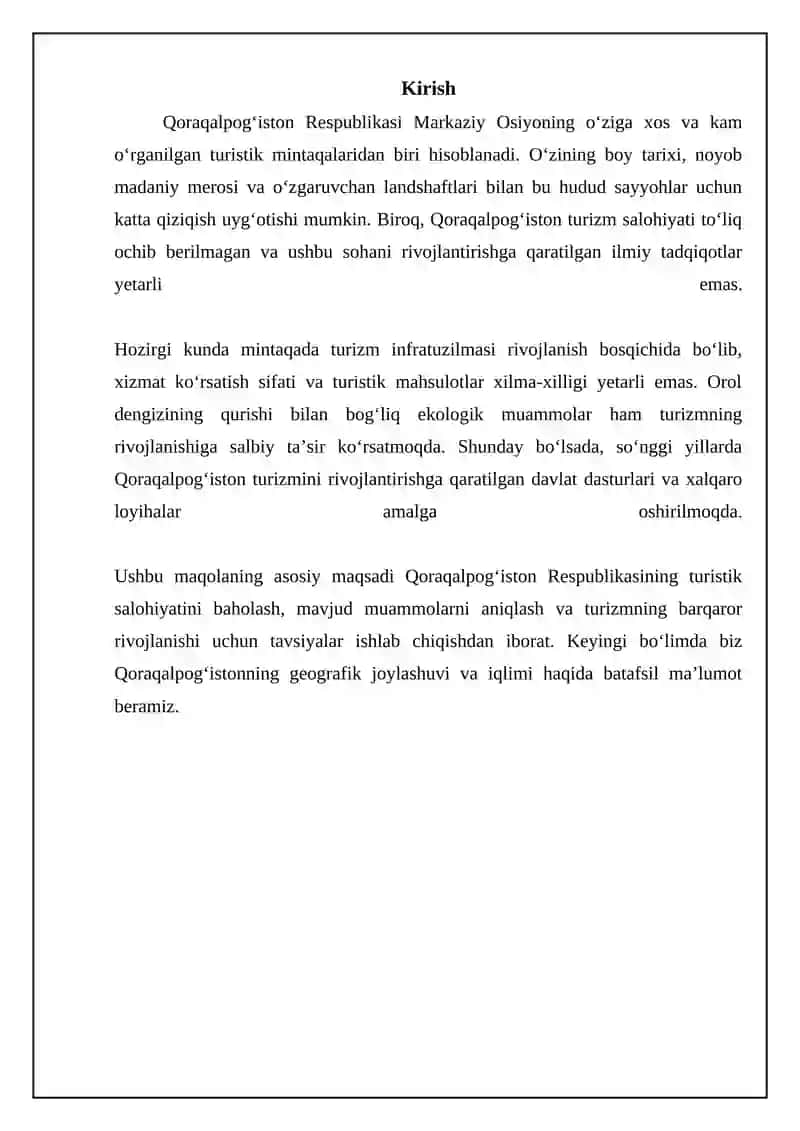 Qoraqalpoğiston Respublikasi turistik joylari haqida 3