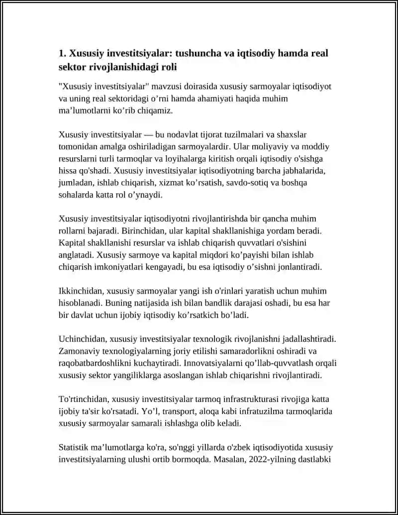 Xususiy investitsiyalar 3
