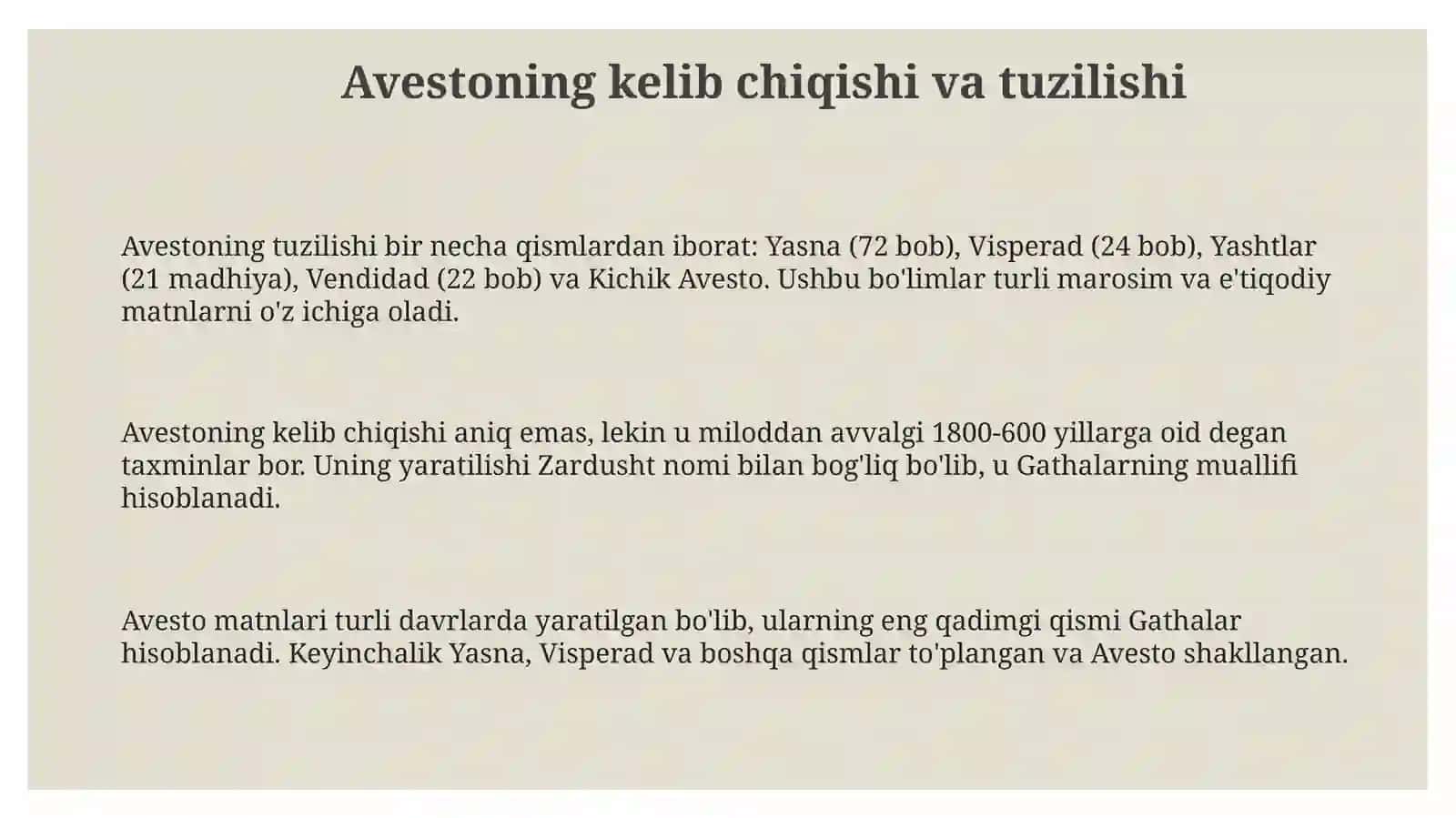 “Avesto” ning asosiy mazmuni va mohiyati 3