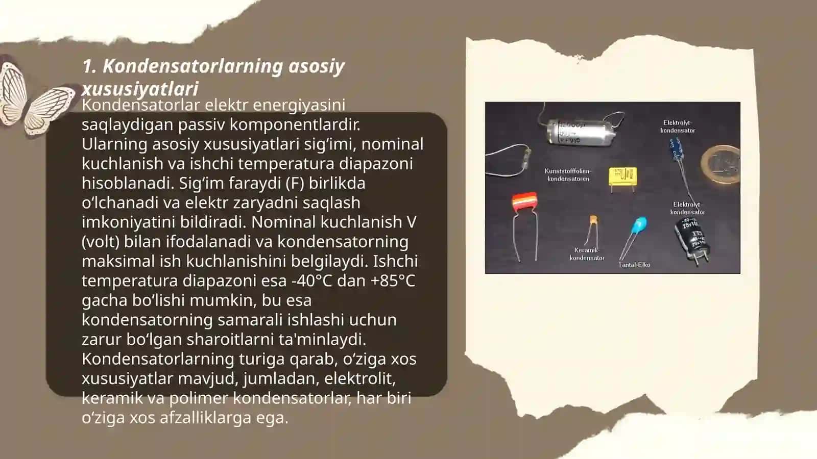 Kondensatorlarning asosiy xususiyatlari 3