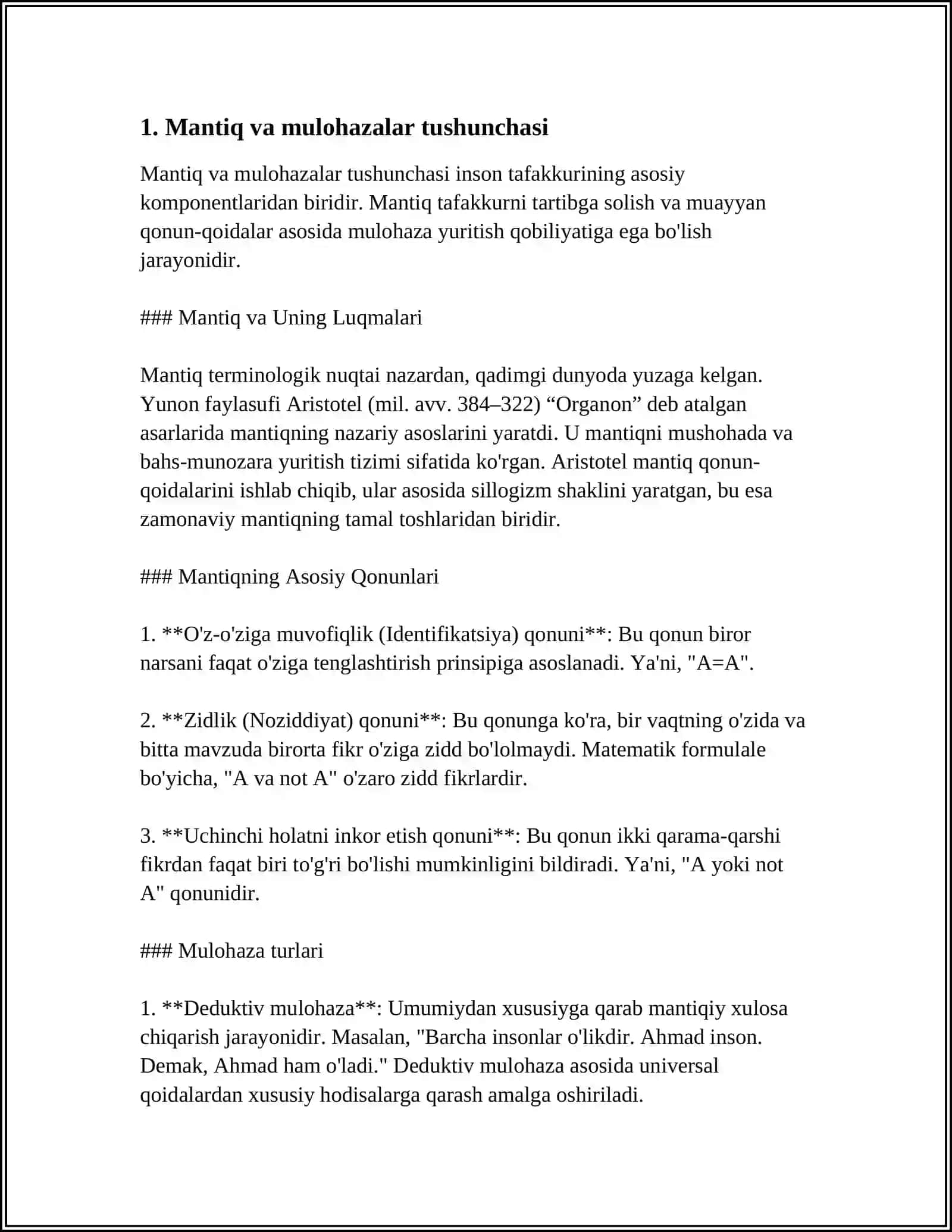 MULOHAZALAR ALGEBRASI.MANTIQIY BOĞLOVCHILAR.CHINLIK JADVALI.MULOHAZALAR USTIDA AMMALLAR 3