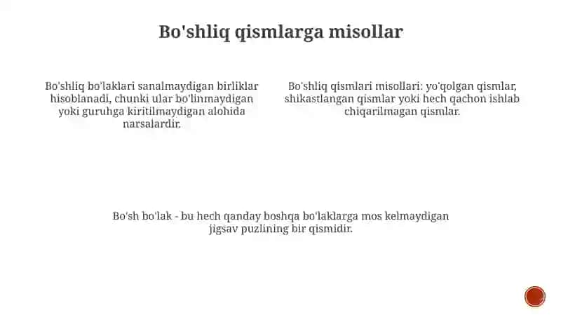 Gap boʻlaklari sanalmaydigan birliklar 3