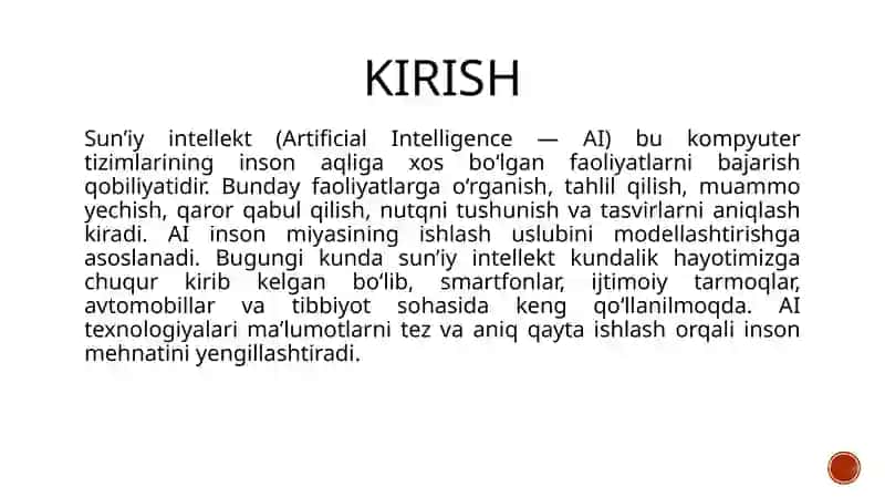 Sun’iy intellekt (AI) va Mashina o‘rganish 3