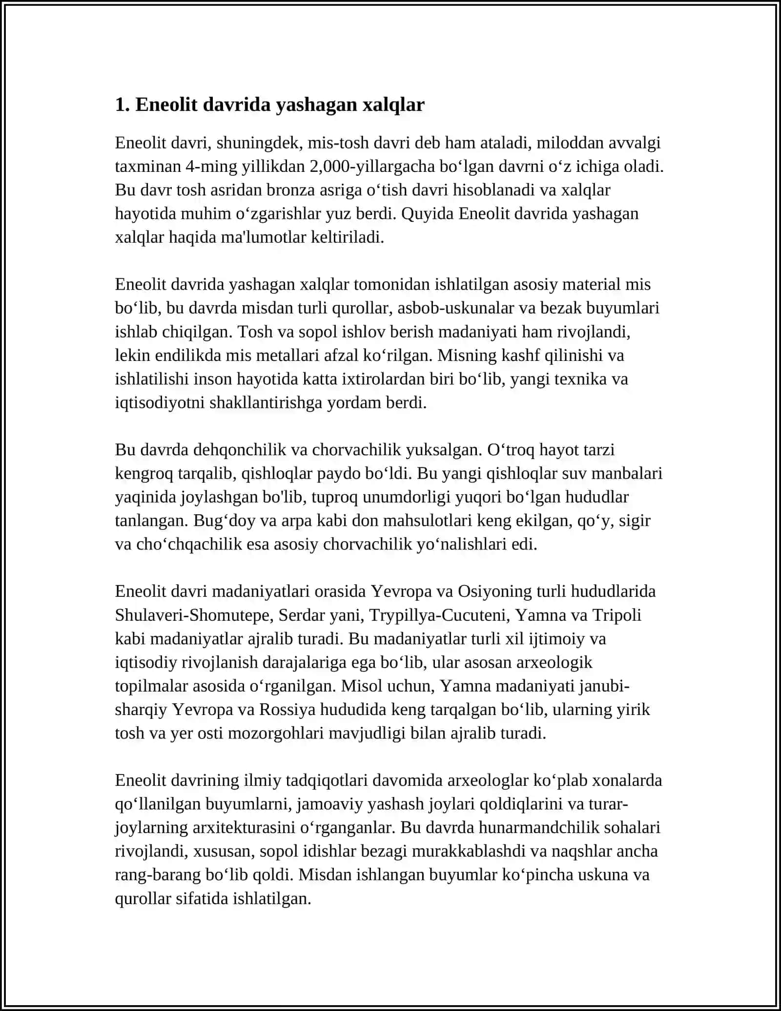 ENEOLIT DAVRI ARXEOLOGIYASI 3