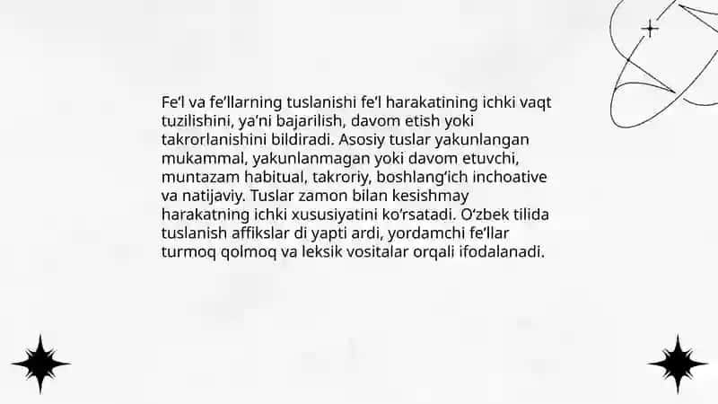 Feʼllarning tuslanishi 3