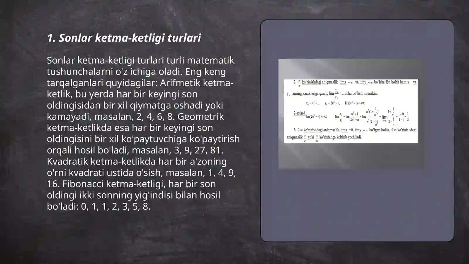 Sonlar ketma-ketligi va uning limiti 3