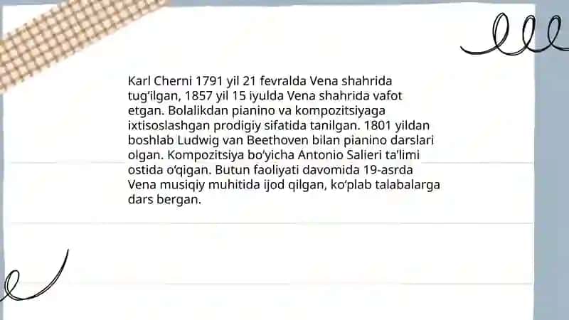 Karl Cherni hayoti va ijodi 3