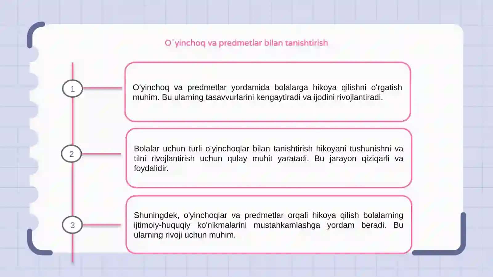 Oʻyinchoq va predmetlarga qarab hikoya qilishga oʻrgatish 3