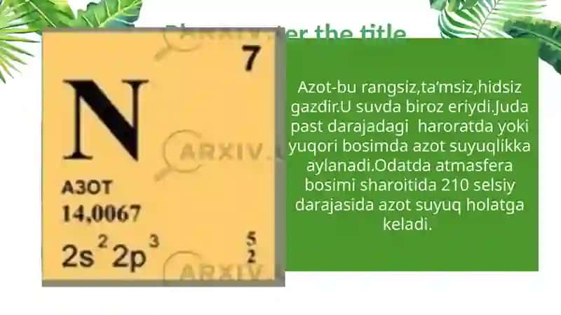 Azotning o‘simliklar hayotidagi ahamiyati 3