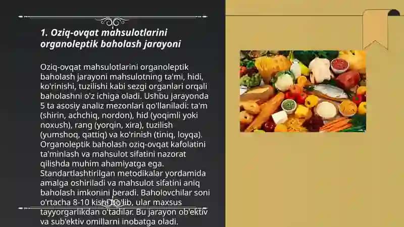 Oziq-Ovqat Mahsulotlarini Organoleptik Baholash Jarayoni 3