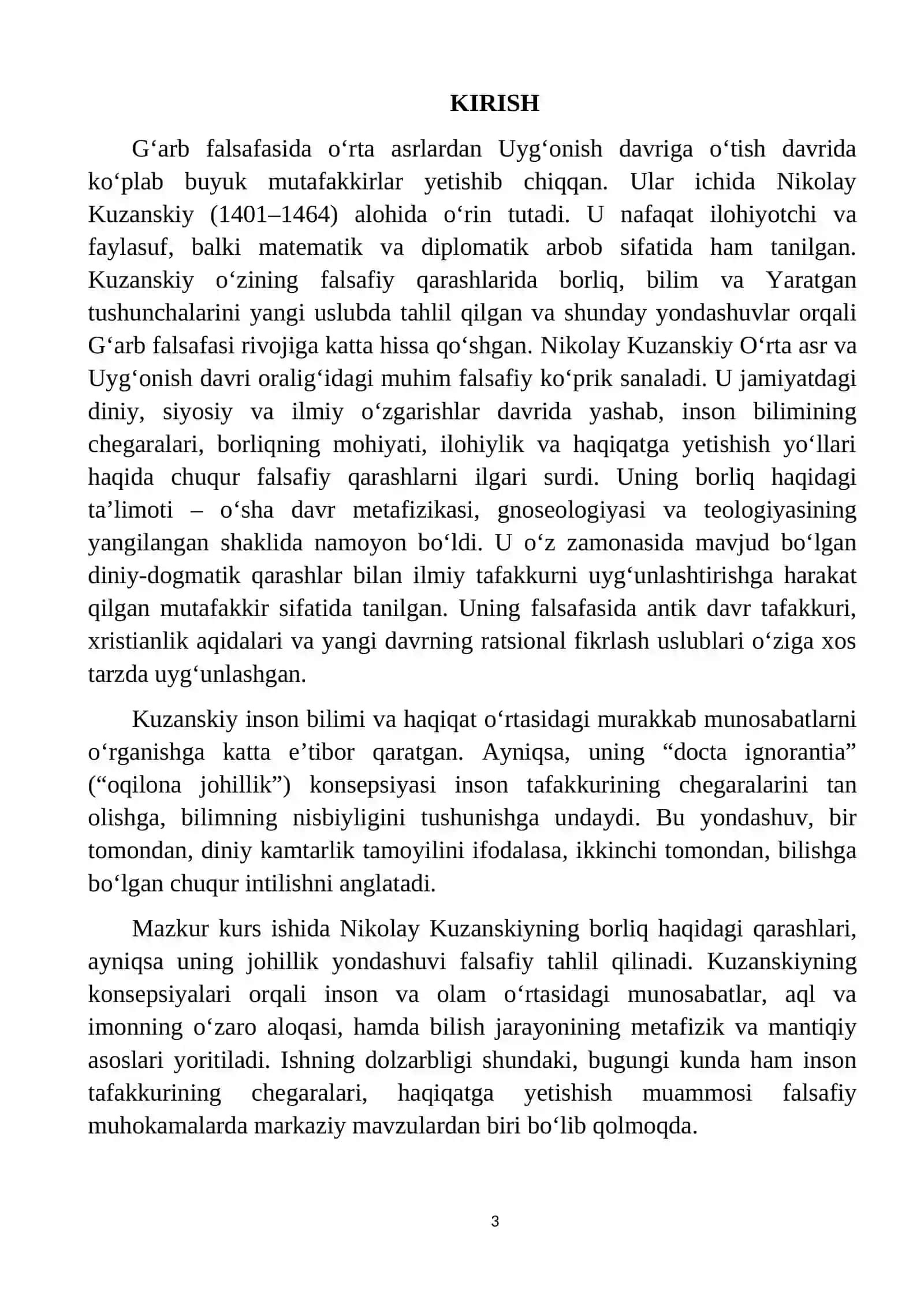 “Nikolay Kuzanskiyning borliq haqidagi ta’limoti” 3
