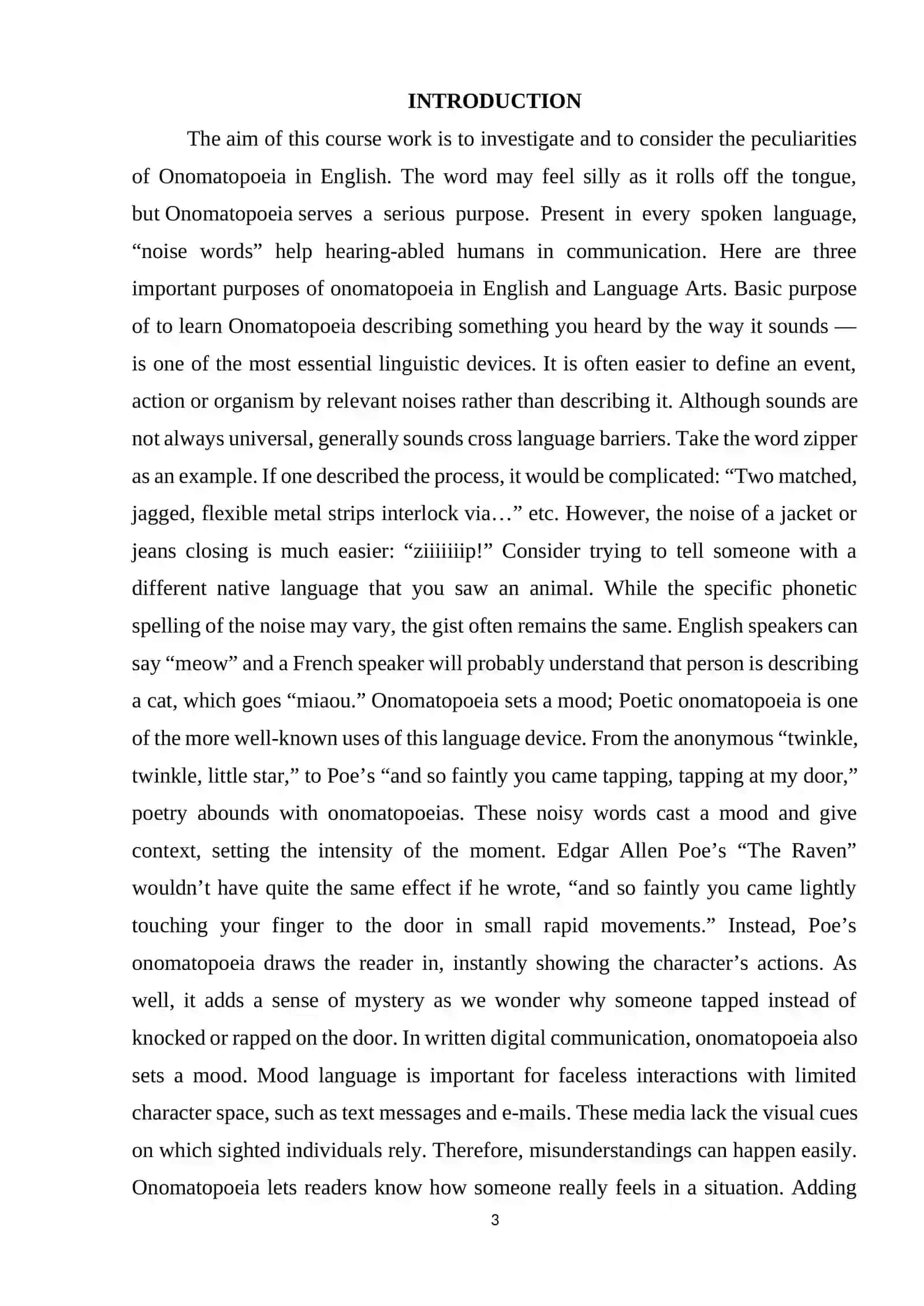 COURSE WORK: ONOMATOPOEIA IN ENGLISH 3
