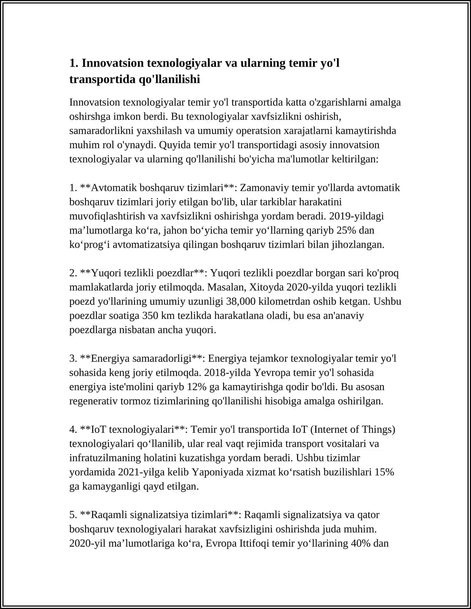 TEMIR YOL HAVO TRANSPORTIDA INNOVASIALARNING QO'LLANISHI 3