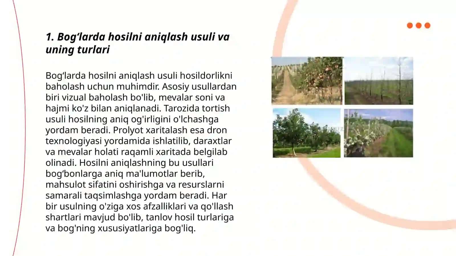 Bogʻlarda hosilni aniqlash usuli 3