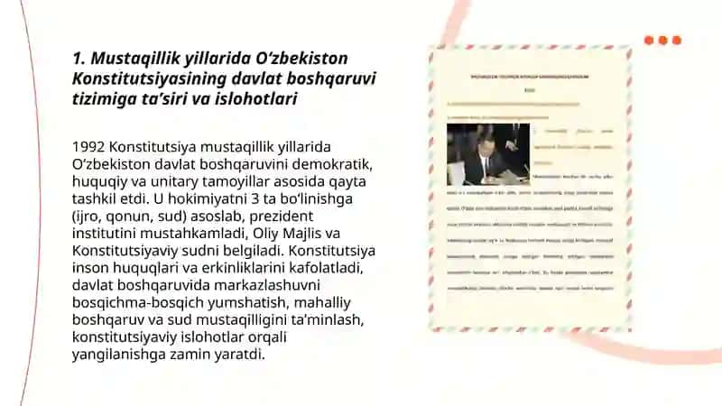 Mustaqillik yillarida davlat boshqaruvi tizimida amalga oshirilgan islohatlar 3