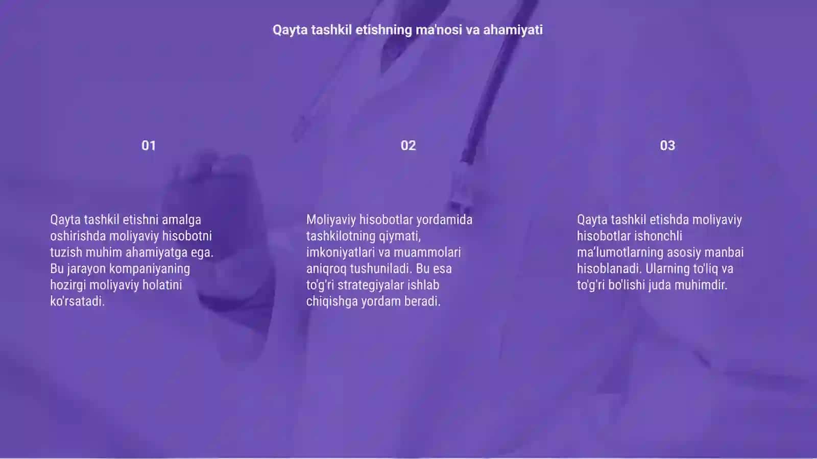 Qayta tashkil etishni amalga oshirishda moliyaviy hisobotni shakilantirish 3