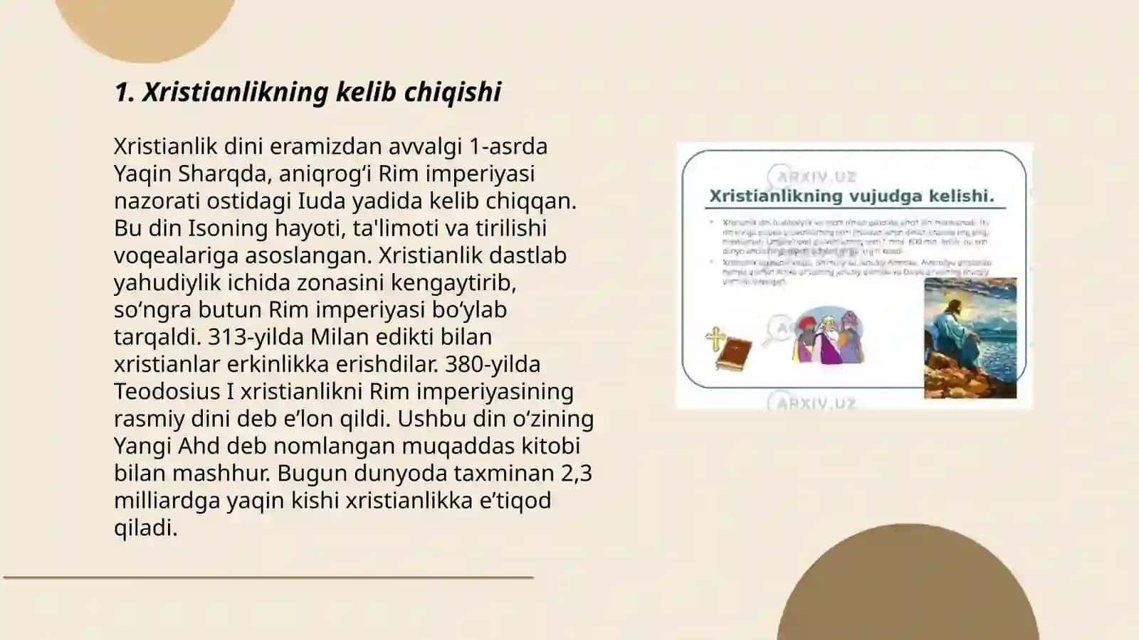 Xristianlikning paydo bo'lishi, ta'limot va manbalari 3