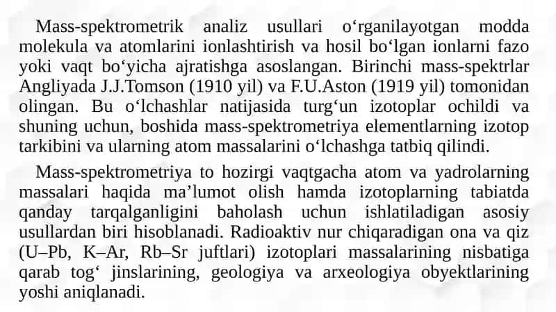 Mass-spektrometrik analiz usullari 3
