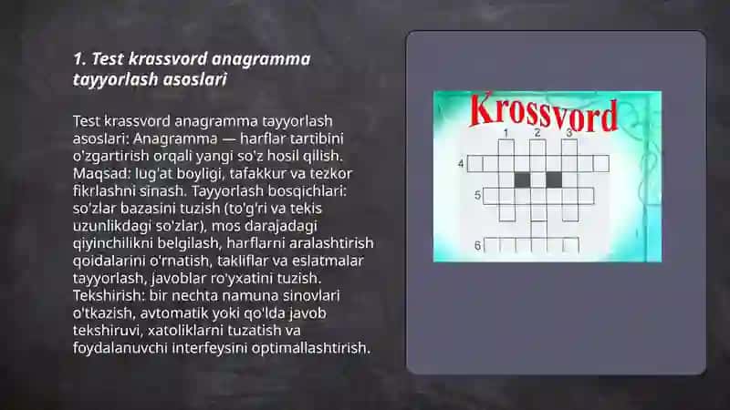 Test krassvord anagramma tayyorlash asoslari 3