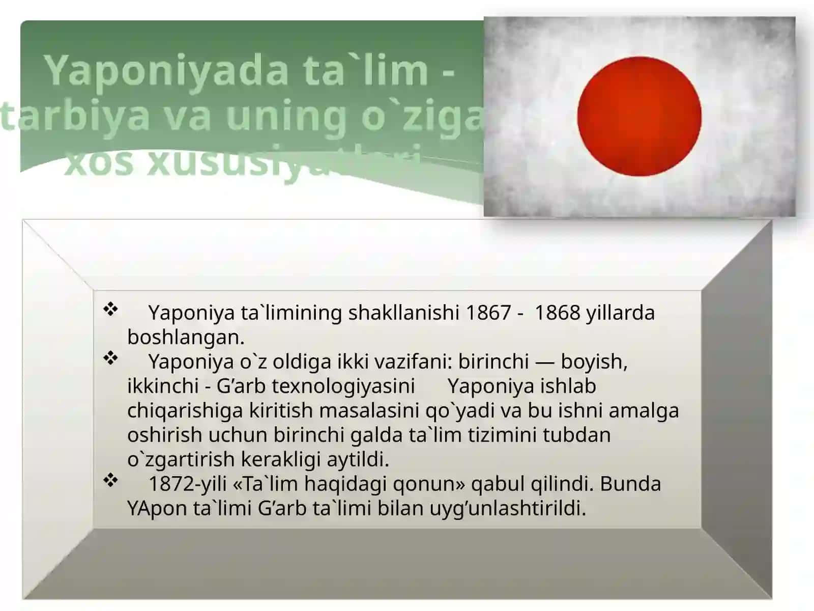 Yaponiya ta`lim tizimining shakllanishi 3