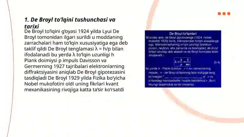 De Broyl to‘lqini g‘oyasi va tarixi 3